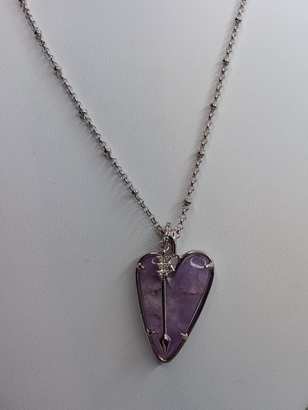 Kendra Scott Silver Heart Amethyst Arrow Pendant Necklace